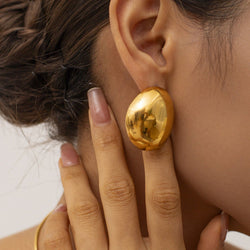 Minimalistische ovale eierschaal oorknopjes-goud en zilver