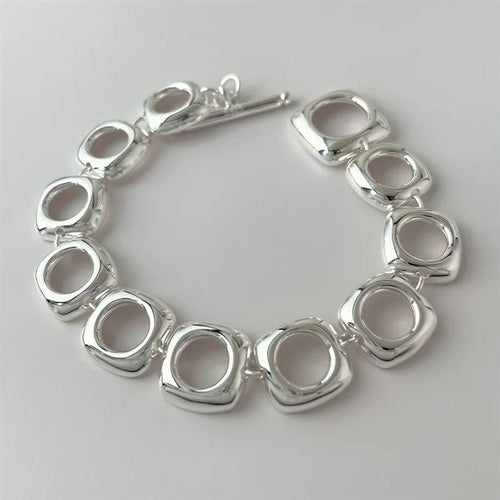 Armband met vierkante schakels en OT-gesp, stevig en stijlvol voor een opvallend fashion statement