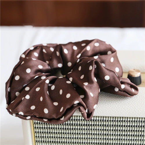 Vintage stijl Polka Dot 100% zijden haarscrunchie-6cm breed