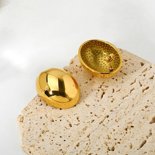 Minimalistische ovale eierschaal oorknopjes-goud en zilver
