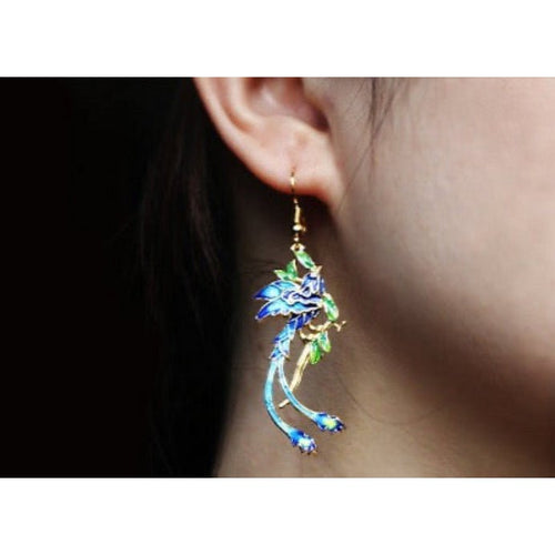 Chinese koninklijke oorbellen - Cloisonné - Phoenix n Flower - Brandslux.eu