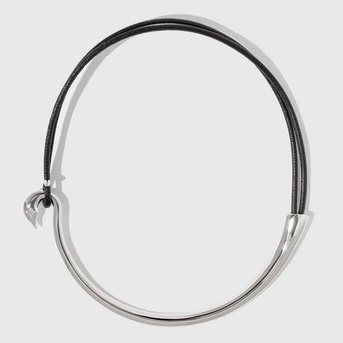 zilveren ketting met leren koord