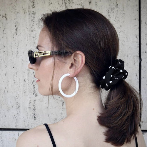 Vintage stijl Polka Dot 100% zijden haarscrunchie-6cm breed