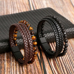 leren armband met stenen