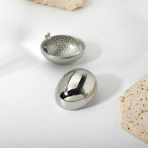 Minimalistische ovale eierschaal oorknopjes-goud en zilver