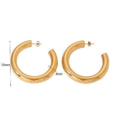 Gedurfde chique grote gouden oorringen - 8 mm