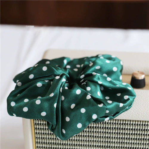Vintage stijl Polka Dot 100% zijden haarscrunchie-6cm breed