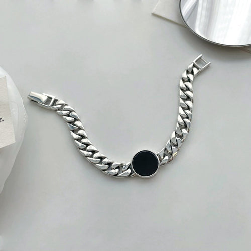 Zilveren armband met onyx kristallen