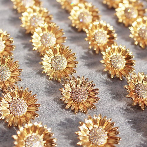 Moderne Vintage Zonnebloem Liefde Oorstekers-Goud en Zilver