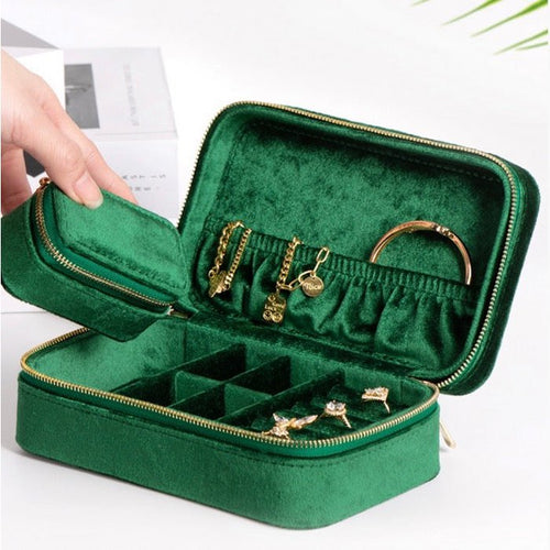 groene fluweel sieraden doos