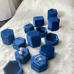 Vintage geïnspireerde Hexagon fluwelen trouwring box-groene kleuren