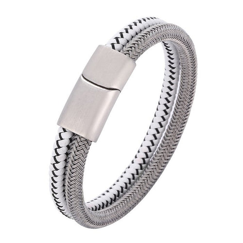 Hippe Armband met Elegant Wit Leren Accent