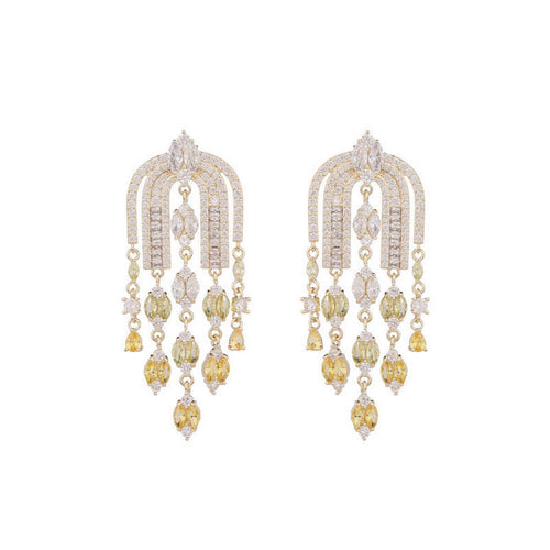 Royal French Arc Sparkling Oorbellen met Emerald-Cut Gems-3 kleuren
