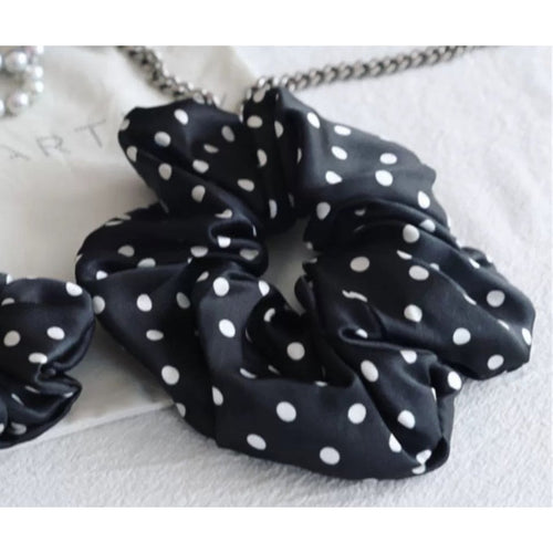 Vintage stijl Polka Dot 100% zijden haarscrunchie-6cm breed