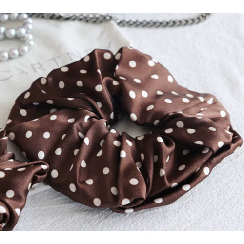 Vintage stijl Polka Dot 100% zijden haarscrunchie-6cm breed
