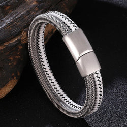 Hippe Armband met Elegant Wit Leren Accent
